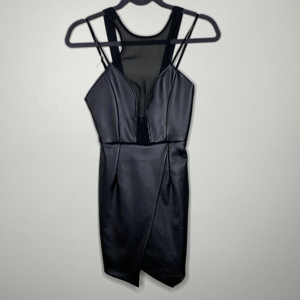 NBD Black Textured Lined Cutaway Shoulder Sleeveless Mini Dress‎ Women's Size XS